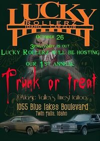 Post promoting first annual trunk or treat hosted by Lucky Rollerz Idaho Car Club