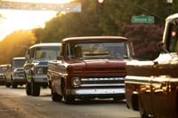 Classic cars and trucks cruising